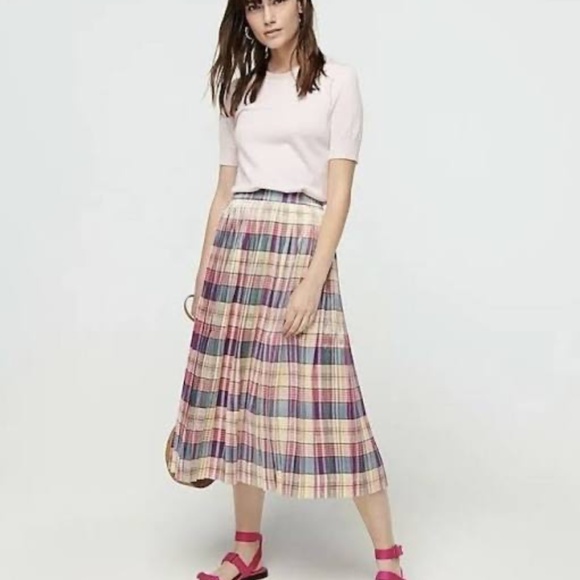 J. Crew Dresses & Skirts - J.Crew Pleated Midi Skirt in Shimmering Plaid